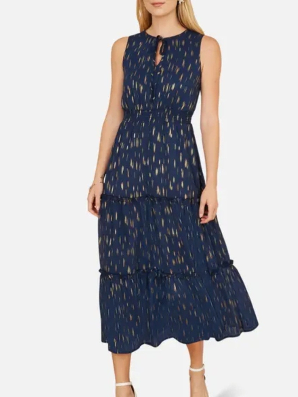 Taylor Navy Maxi Dress with Gold Fleck Print
